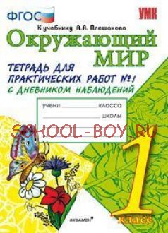 Окружающий мир. 1 класс. Тетрадь для практических работ № 1. С дневником наблюдений. К учебнику А.А. Плешакова "Окружающий мир. 1 класс". ФГОС.